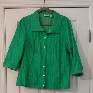 Chico's Bright Green Button-Front Lightweight Jacket